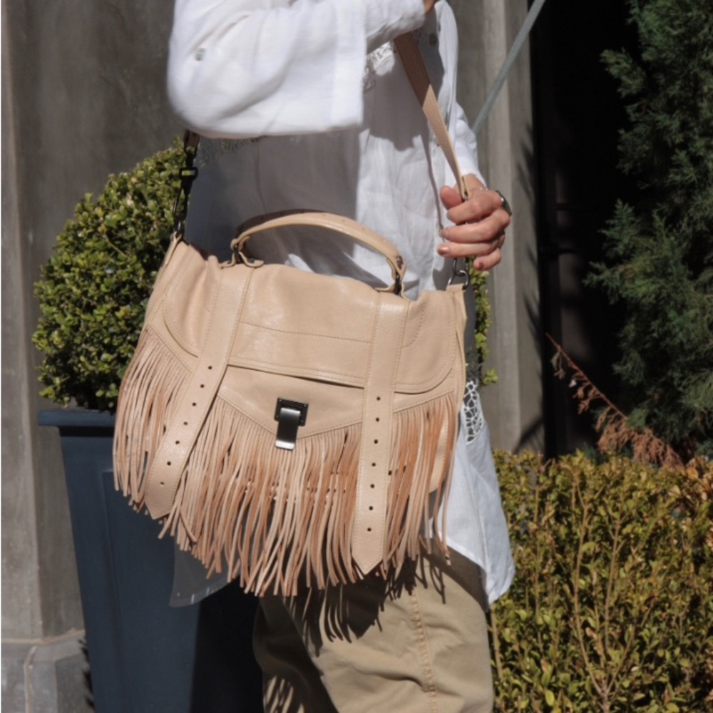 Proenza Schouler PS1 nude leather fringe handbag